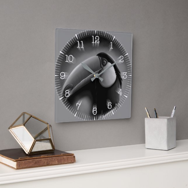 Time and illustrated art on your wall. square wall clock (Office)