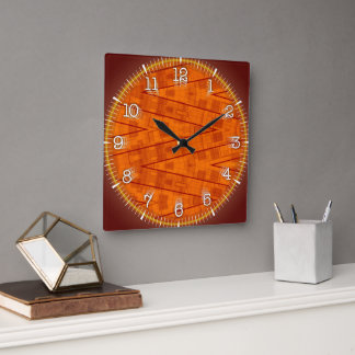 Time and illustrated art on your wall. square wall clock