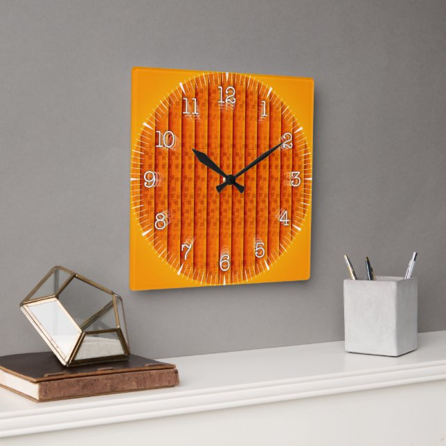 Time and illustrated art on your wall. square wall clock (Office)