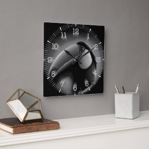 Time and illustrated art on your wall. square wall clock