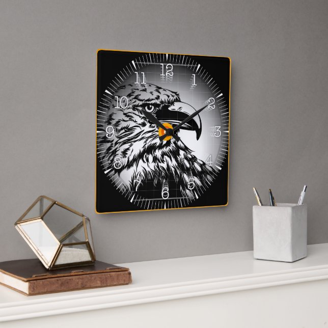 Time and illustrated art on your wall. square wall clock (Office)