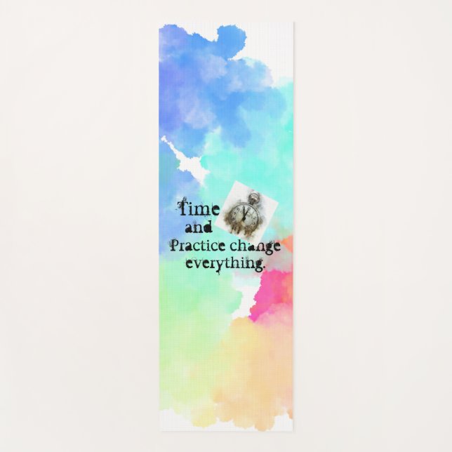 Time and practice change everything motivational yoga mat (Front)