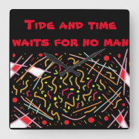 Time and Tide logo crazy clock mixed patterns