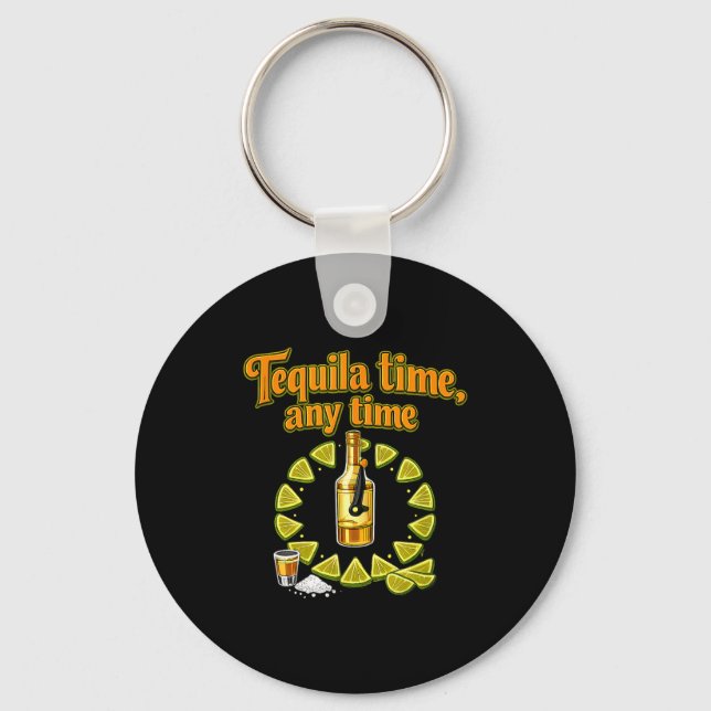Time any time party crew lime clock design Time an Key Ring (Front)