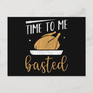 Time Basted Turkey Thanksgiving Family Matching Postcard