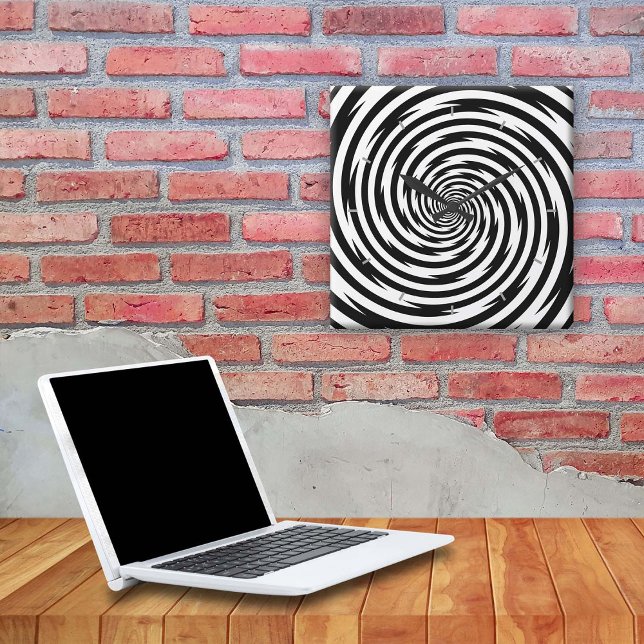 Time Bending Hypnosis Spiral Square Wall Clock (Are you getting dizzy? Add a touch of magic mystery to your space.)