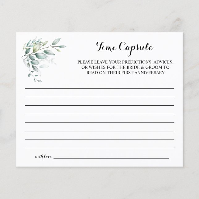 Time Capsule Advice for Couple Bridal Shower card (Front)