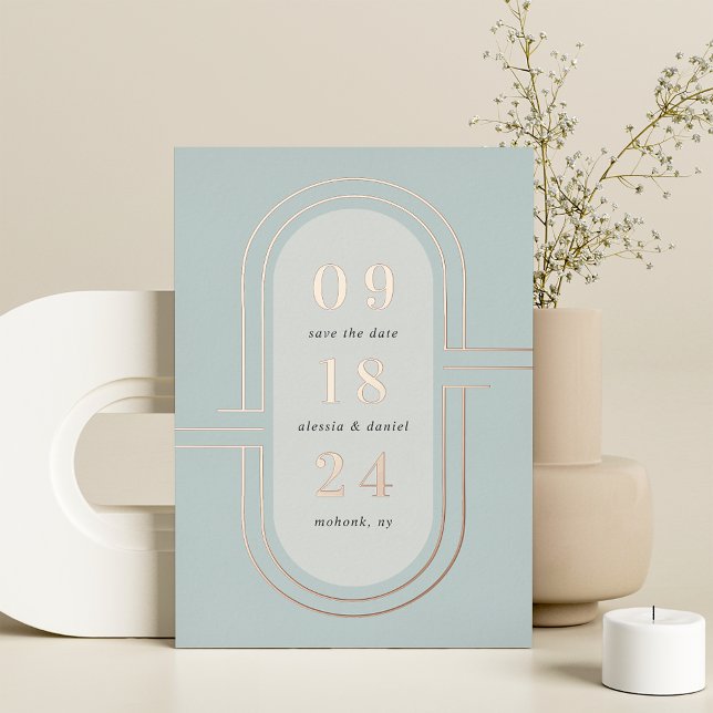 Time Capsule | Modern Deco Foil Save the Date Card (Creator Uploaded)