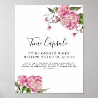 Time Capsule Sign | Pink Floral Birthday Party