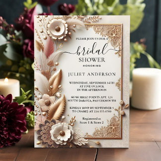 Time Fabric Velvet Lace Linen Paper Bridal Shower Invitation