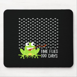 Time Flies 100 Days Frog Fly Fun 100th Day Of Scho Mouse Pad