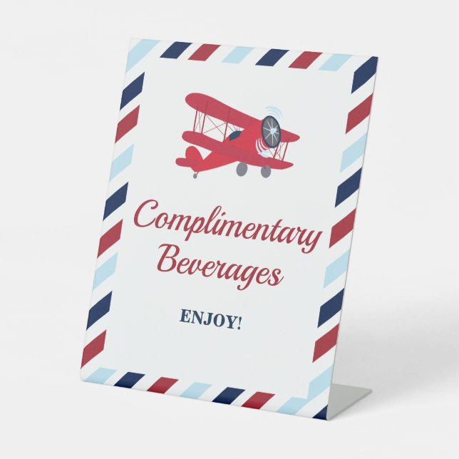 Time Flies Aeroplane Birthday Beverages Sign (Front)