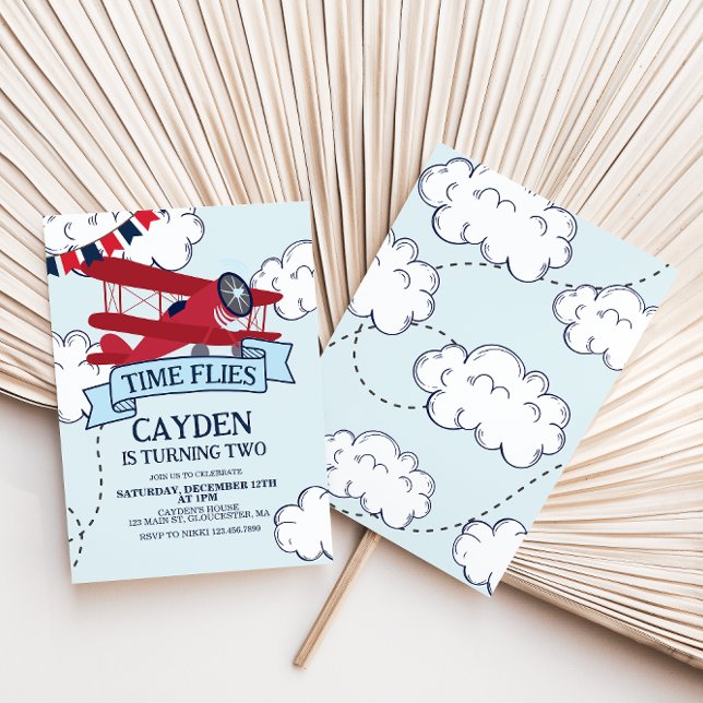 Time Flies Aeroplane Birthday Invitation (Creator Uploaded)