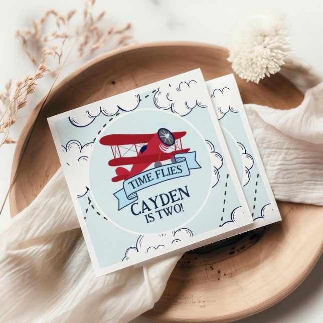 Time Flies Aeroplane Birthday Napkin (Creator Uploaded)
