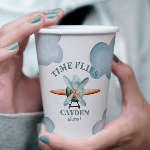 Time Flies Aeroplane Birthday Paper Cups