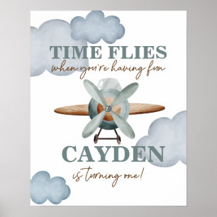 Time Flies Aeroplane Birthday Poster