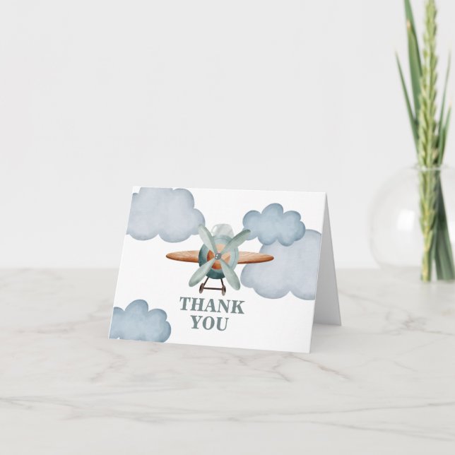 Time Flies Aeroplane Birthday thank you Card (Front)