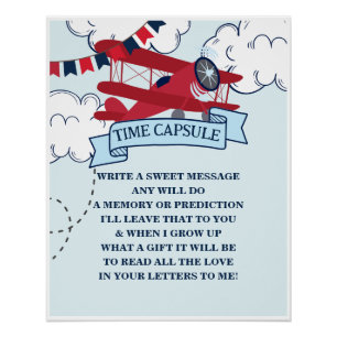 Time Flies Aeroplane Birthday Time Capsule Poster