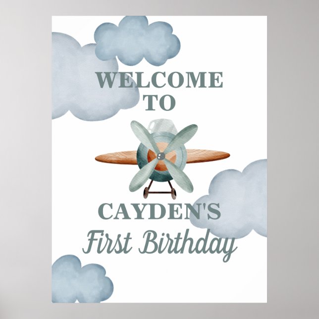 Time Flies Aeroplane Birthday Welcome Sign (Front)