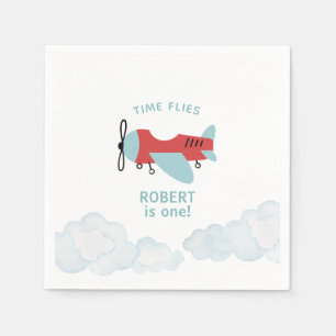 Time Flies Airplane Birthday  Napkin