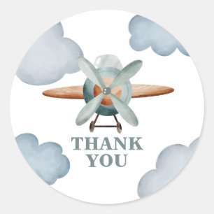 Time Flies Airplane Birthday thank you Classic Round Sticker