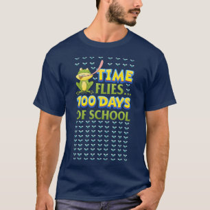 TIME FLIES Frog 100 Days of School Teacher Child T-Shirt