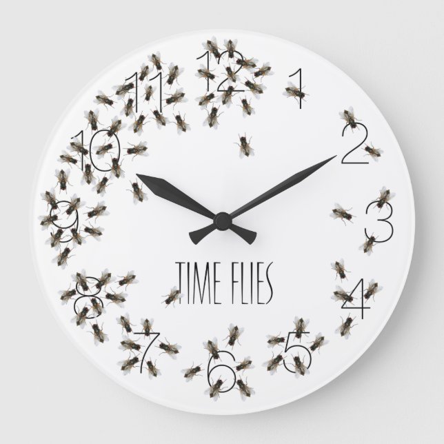 Time Flies Funny Fly Bug Pest Clock Joke Gift Yuk (Front)