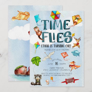 Time Flies   Kite Themed 1st Birthday Party Invitation