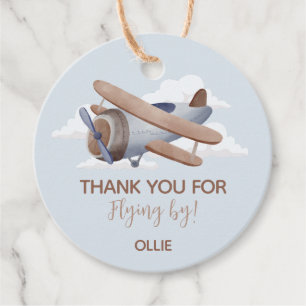 Time Flies Vintage Travel Birthday Favour Tags