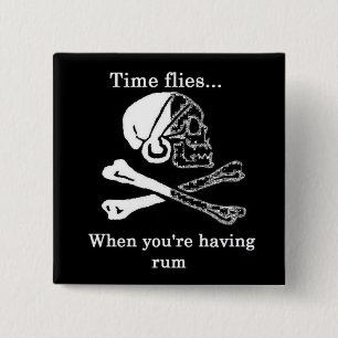time flies when you're having rum 15 cm square badge