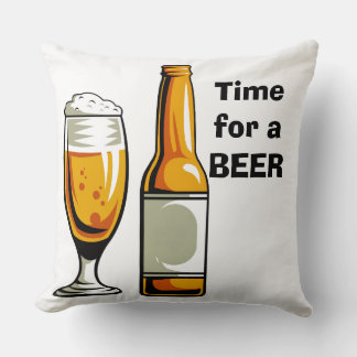 Time for a beer throw cushion