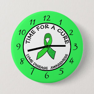 Time for a Cure Lime  Awareness Ribbon Stickers 7.5 Cm Round Badge