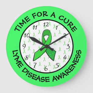 Time for a Cure Lime Green Awareness Ribbon Clock