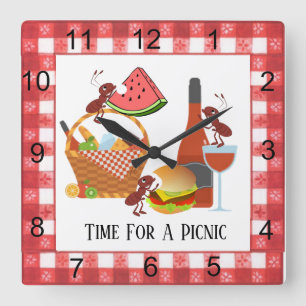 Time For A Picnic Square Acrylic Wall Clock