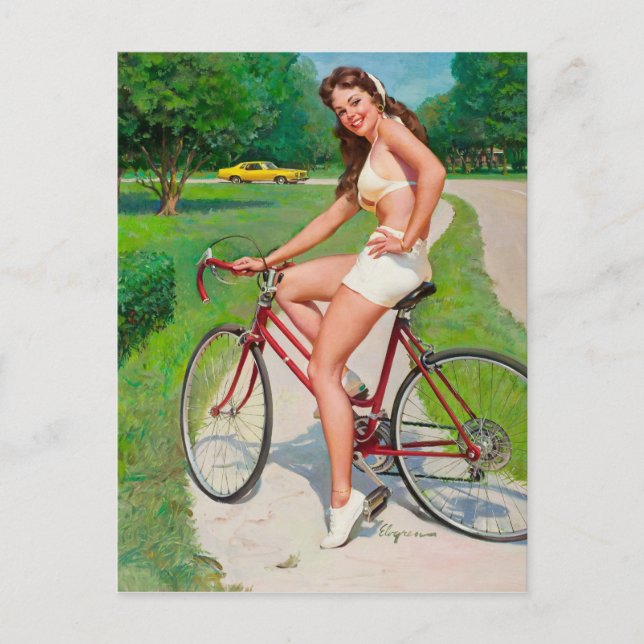 Time for a Ride - Retro Pin-up Girl Postcard (Front)