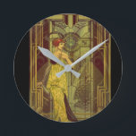 Time for Art Deco Round Clock<br><div class="desc">This collage portrays the iconic fashion and architectural designs of Art Deco.</div>
