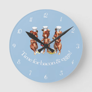 Time For Bacon and Eggs Numbered Round Clock