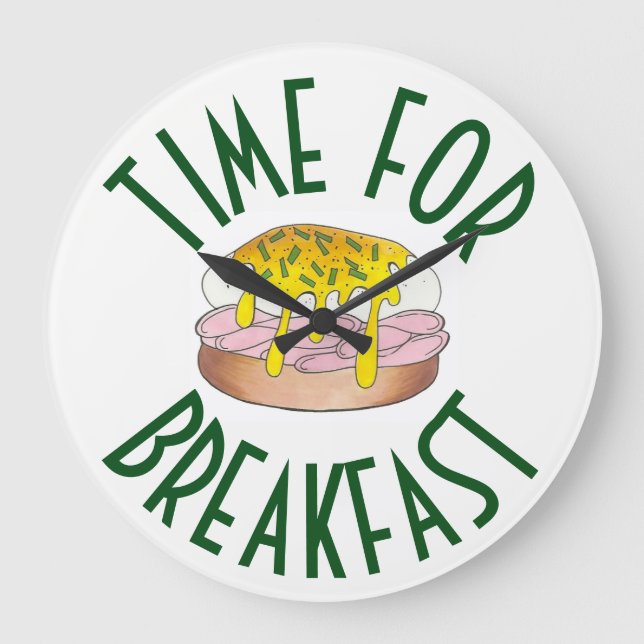 Time for Breakfast Eggs Benedict Kitchen Foodie Large Clock (Front)