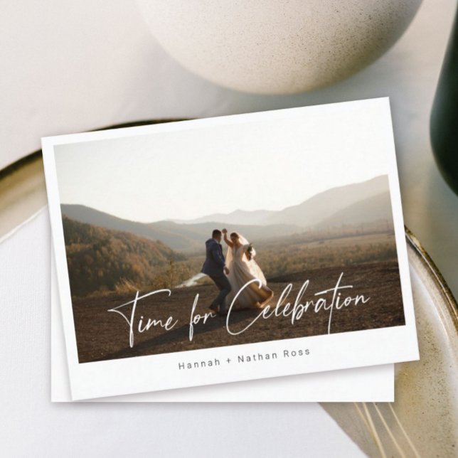 Time for Celebration Elopement Photo Announcement Postcard (Creator Uploaded)