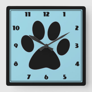 Time for Pets Light Blue Pawprint Clock