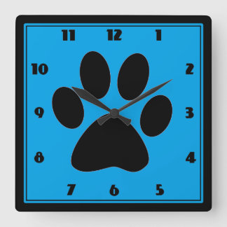 Time for Pets Medium Blue Pawprint Clock