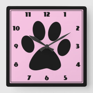 Time for Pets Pink Pawprint Clock
