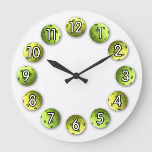 Time for Pickleball - Green/White - Large Clock
