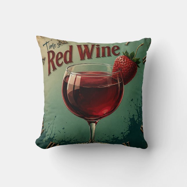 Time for Red Wine  Rustic Vineyard Cushion (Front)