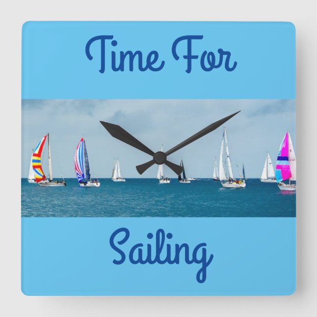 Time For Sailing Square Wall Clock (Front)