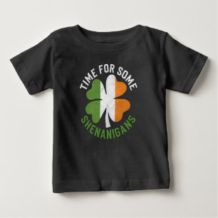 Time For Some Shenanigans Clover St Patrick's Day Baby T-Shirt