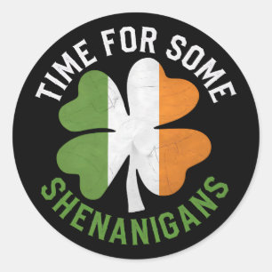 Time For Some Shenanigans Clover St Patrick's Day Classic Round Sticker