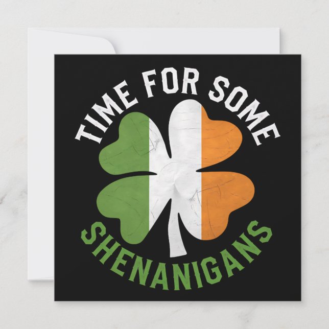 Time For Some Shenanigans Clover St Patrick's Day Invitation (Front)