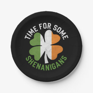 Time For Some Shenanigans Clover St Patrick's Day Paper Plate