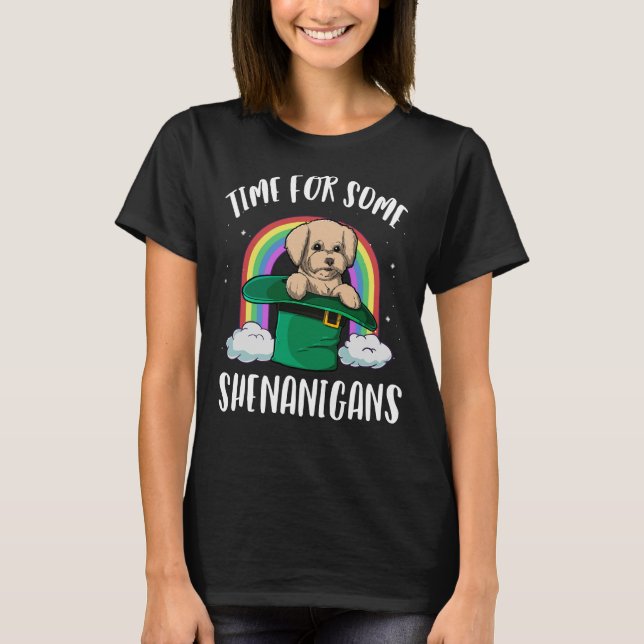 Time For Some Shenanigans Cute Poodle Rainbow Lepr T-Shirt (Front)